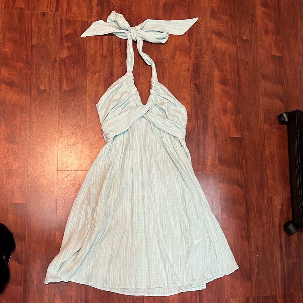 Amazon Light Blue Halter Mini Dress
